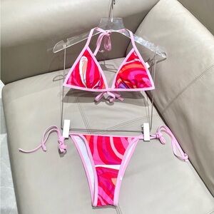 Emilio Pucci Pink and Red Swirl Bikini